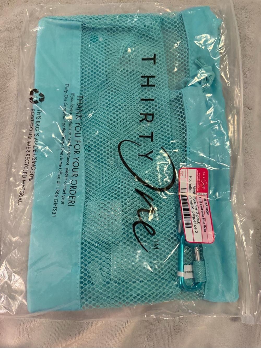 thirty-one Aqua Blue Mesh Cosmetic Pouch